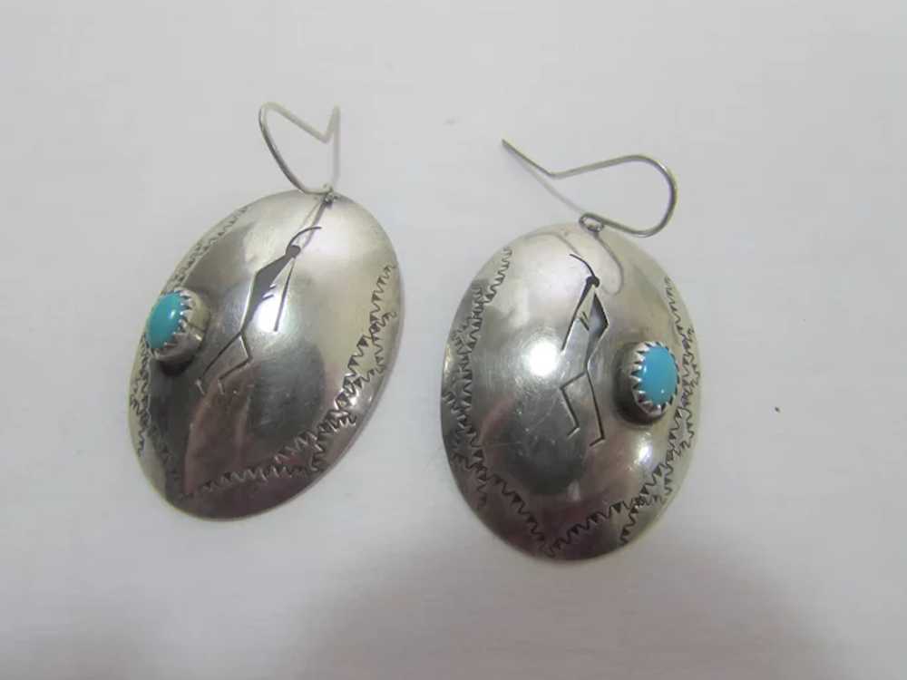 Native American Sterling Silver Turquoise  Caboch… - image 4