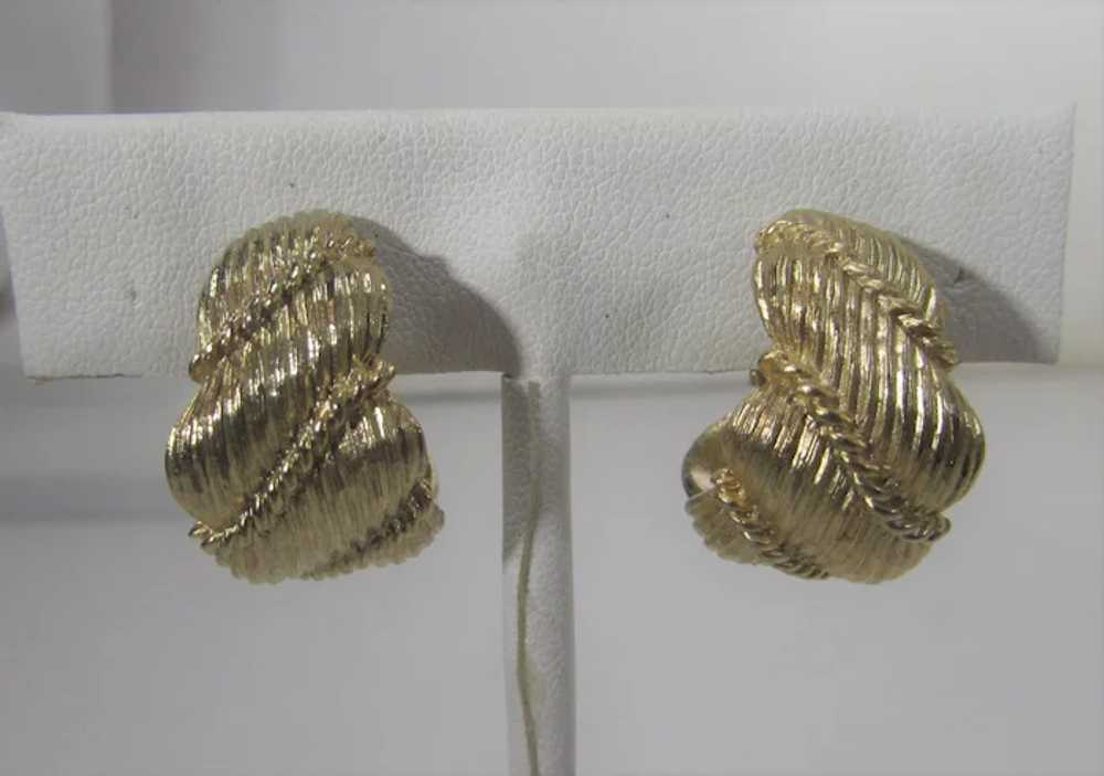 Vintage Napier Gold Tone Clip On Hoop Earrings - image 2