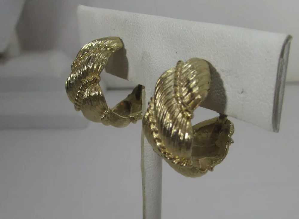 Vintage Napier Gold Tone Clip On Hoop Earrings - image 4