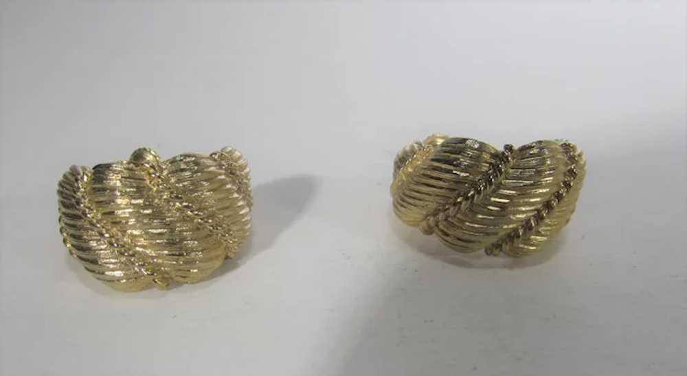 Vintage Napier Gold Tone Clip On Hoop Earrings - image 5