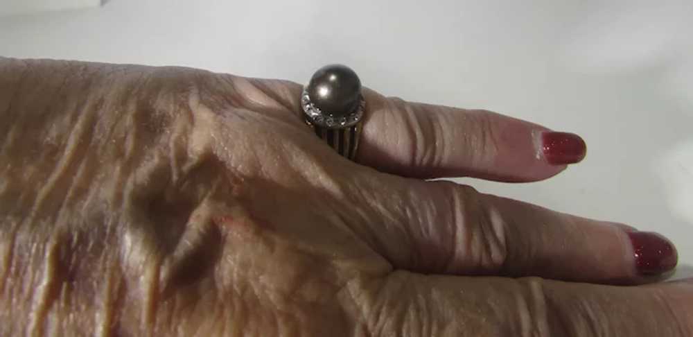 14 Karat Yellow Gold Tahitian Pearl Ring With Dia… - image 7