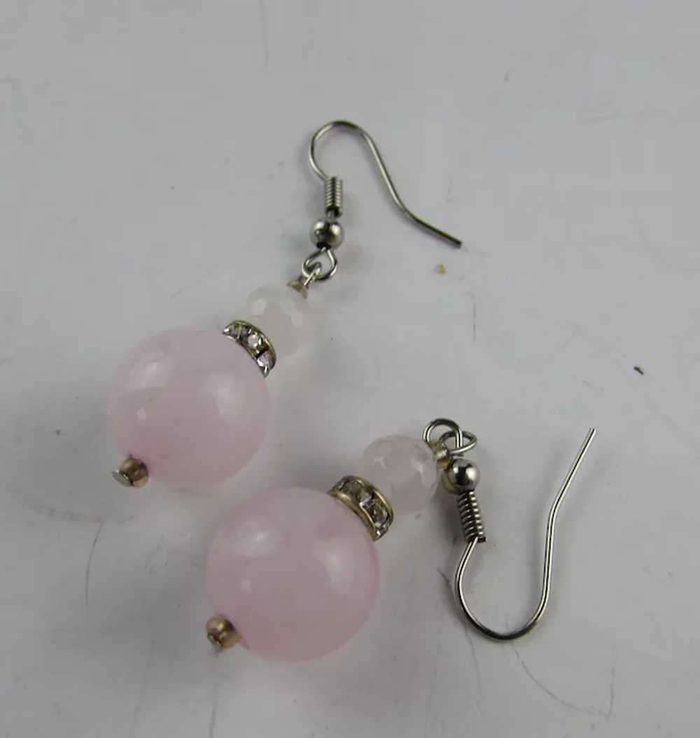 Rose Quartz Beaded Necklace and Matching Earrings… - image 10