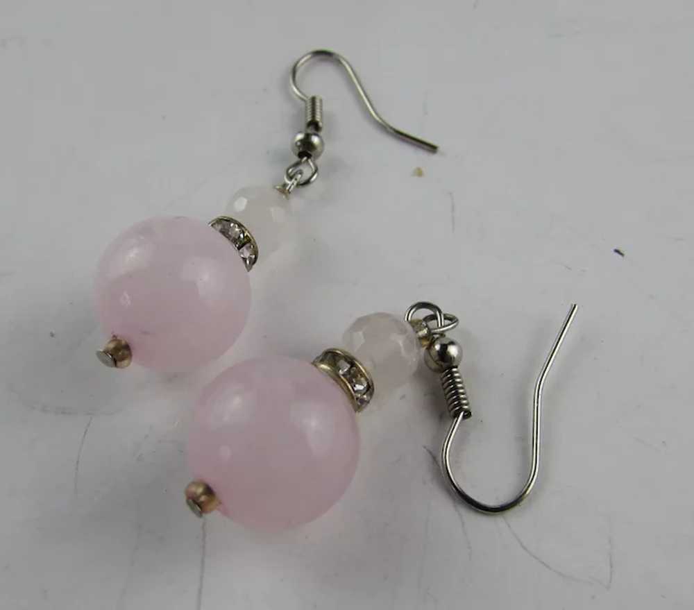 Rose Quartz Beaded Necklace and Matching Earrings… - image 12
