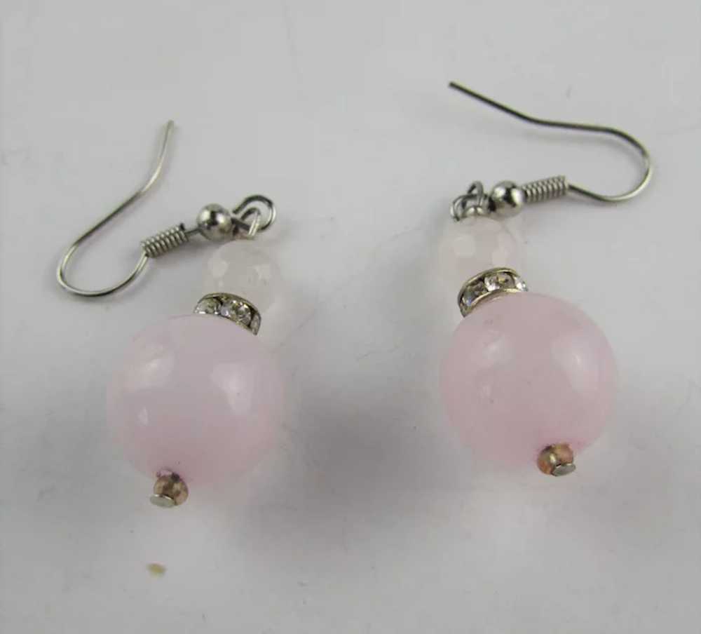Rose Quartz Beaded Necklace and Matching Earrings… - image 4