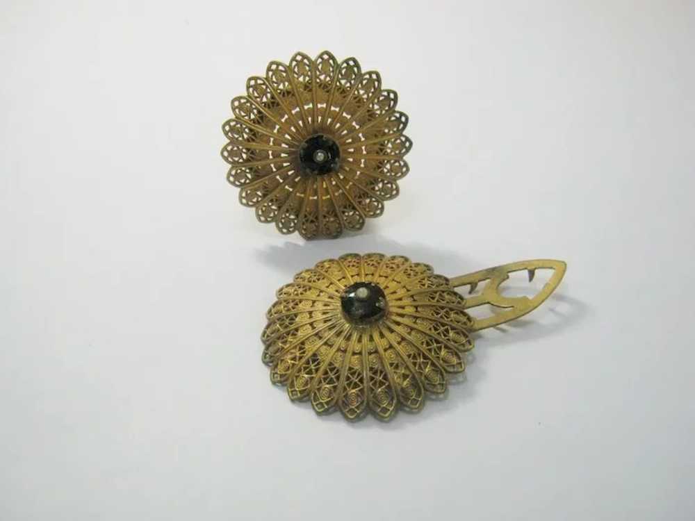 Vintage Matching 1930's Dress Clips in Goldtone a… - image 3