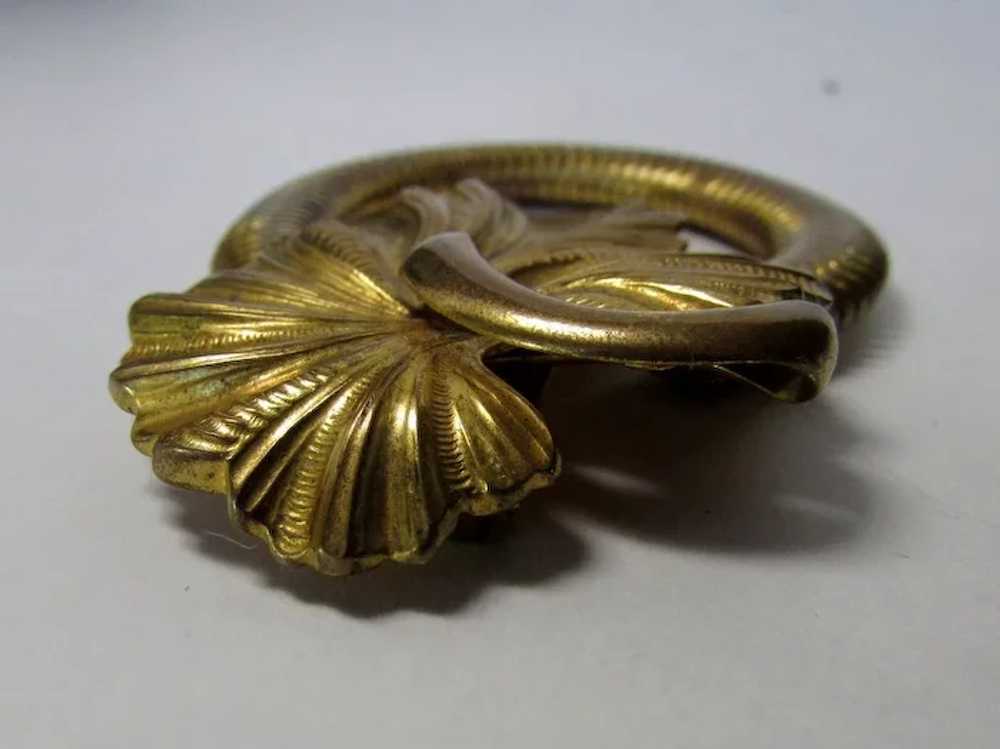 Vintage 1940's Brass Floral Flexible Fur Clip - image 7