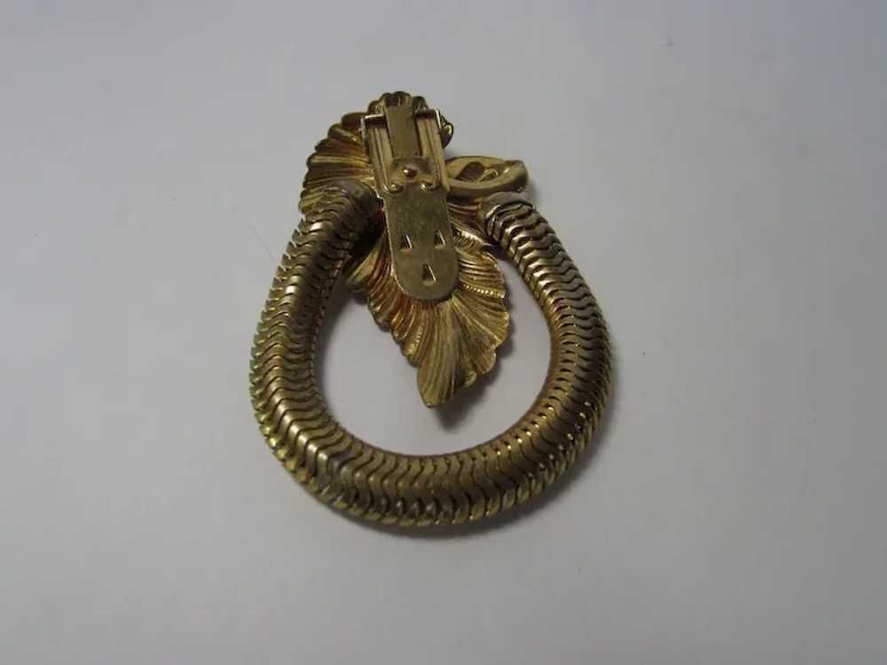 Vintage 1940's Brass Floral Flexible Fur Clip - image 8