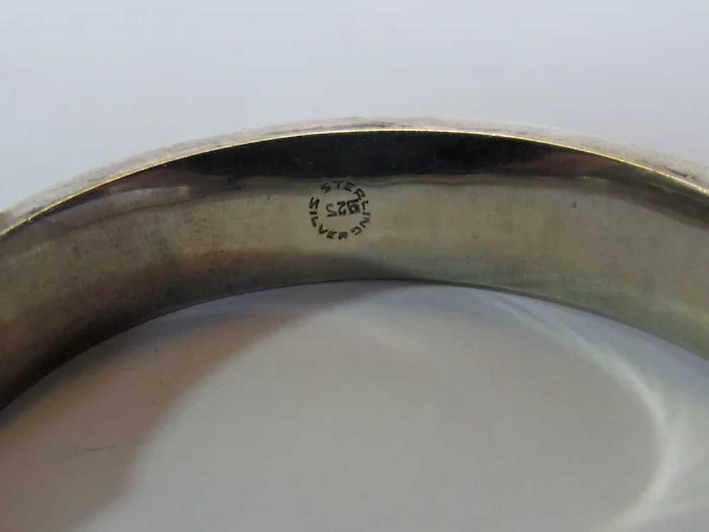 Sterling Silver Etched Bangle with Safety Chain - image 6