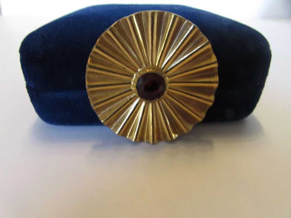 Joseff Goldtone Pin Pleated Round with Faux Garne… - image 7