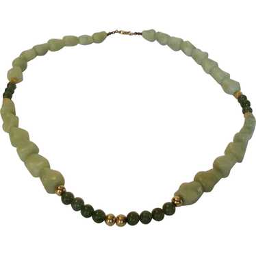 Carved Gemstone Necklace With 14 Karat Yellow Gol… - image 1