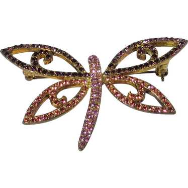 Vintage Joan Rivers Dragonfly Pin in Pink and Pur… - image 1