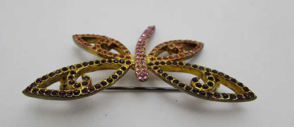Vintage Joan Rivers Dragonfly Pin in Pink and Pur… - image 7