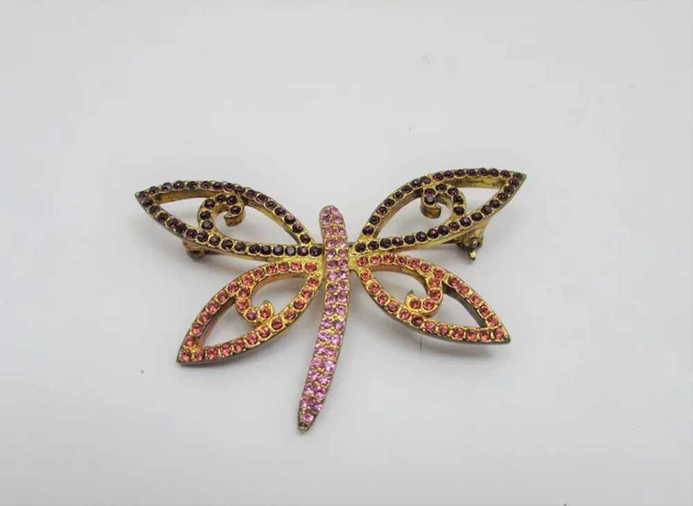 Vintage Joan Rivers Dragonfly Pin in Pink and Pur… - image 8