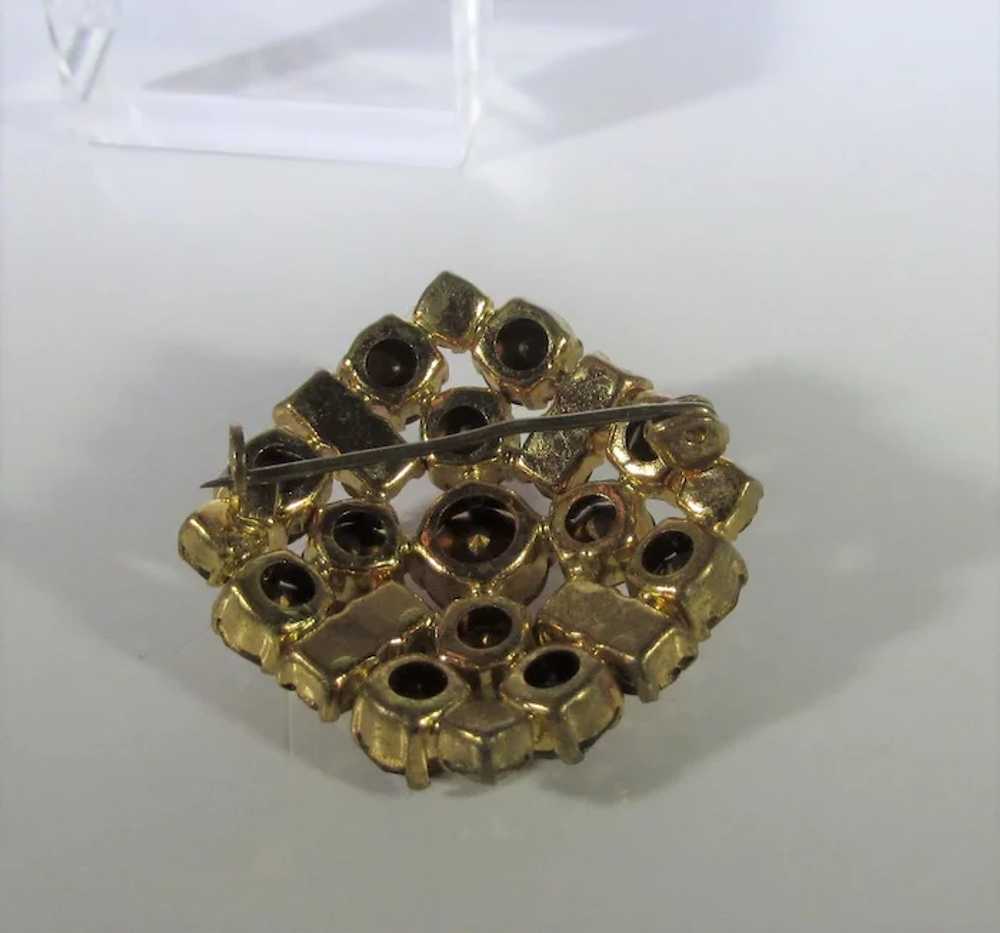 Vintage C Clasp Rhinestone Pin With Golden Aurora… - image 6