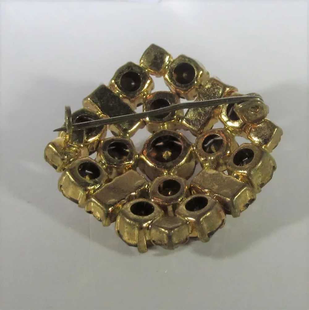 Vintage C Clasp Rhinestone Pin With Golden Aurora… - image 7