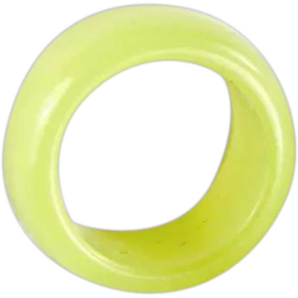 Yellow Green Lucite Moonglow Vintage Ring - image 2