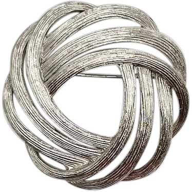 Vintage Silvertone Trifari Textured Swirls Brooch