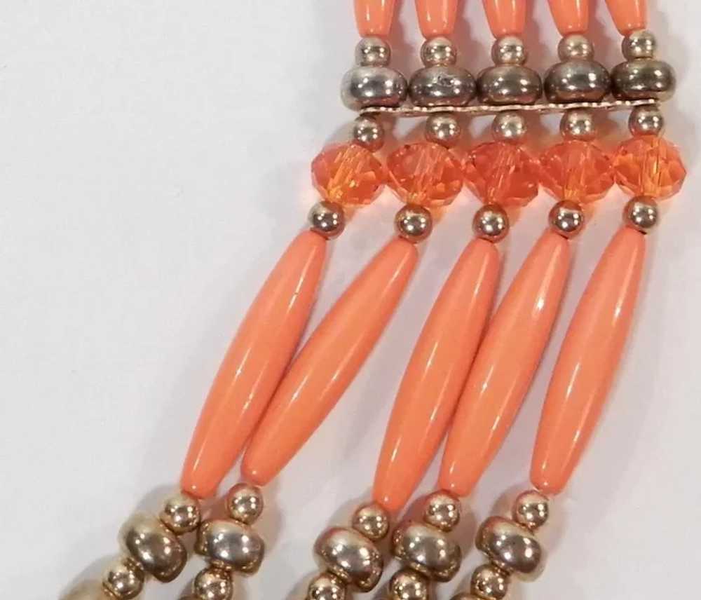 Orange Bead and Goldtone Multi-Strand Necklace - image 4