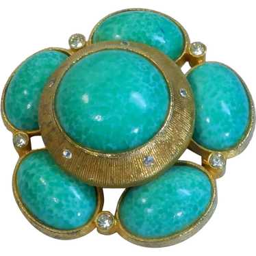 Benedikt N Y C Gold Tone Turquoise Colored Cabocho