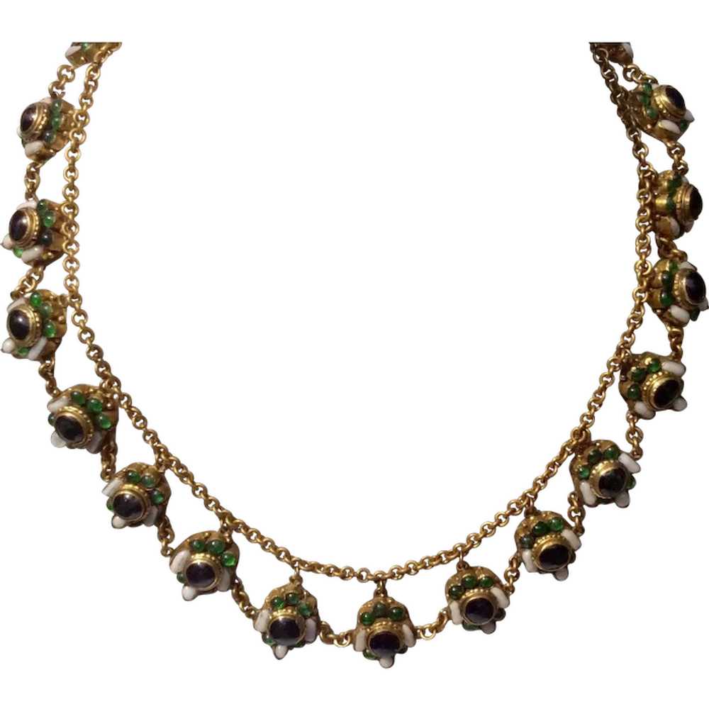 Max Neiger Brass Czech Glass Necklace - image 1