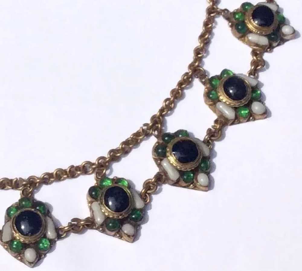 Max Neiger Brass Czech Glass Necklace - image 3
