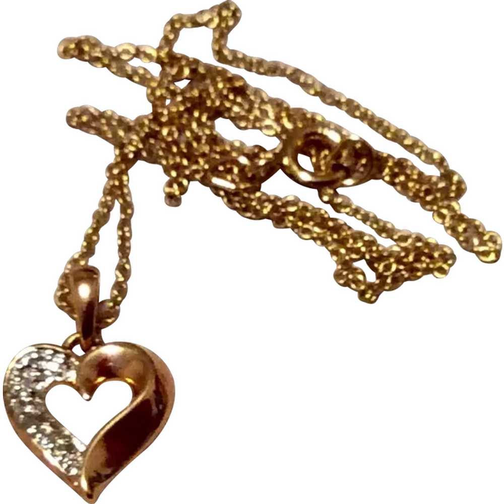 Silve Gilt Paste Heart Pendant Necklace - image 1