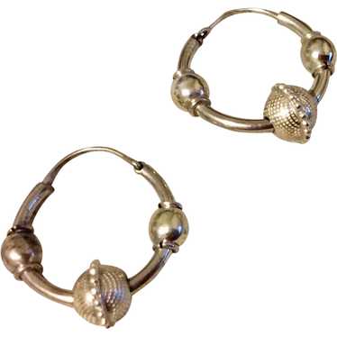 Sterling Silver Decorative Hoop Earrings