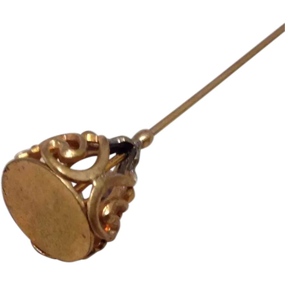 Art Nouveau Ornate Brass Stick Pin - image 1