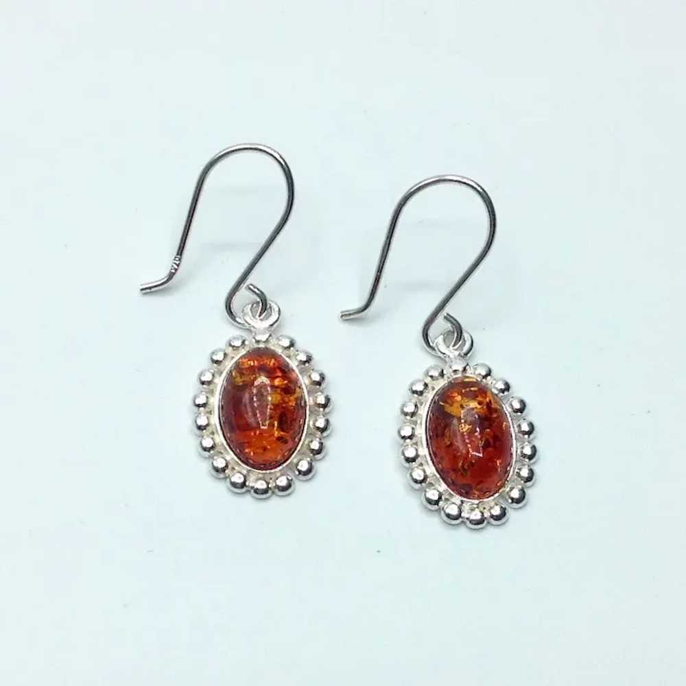 Sterling Natural Baltic Amber Dangle Earrings NOS - image 3