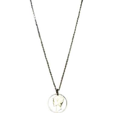 Sterling Silver Liberty Dime Pendant Necklace