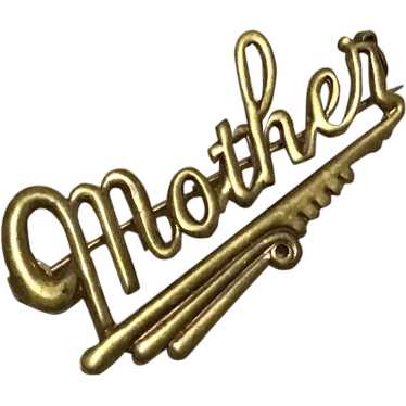 Gold Tone Mother Brooch - image 1