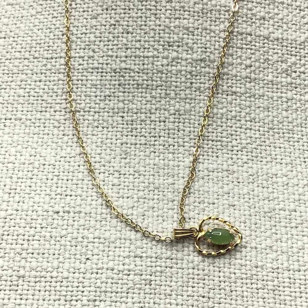 12K Gold Filled Jade Heart Pendant Necklace - image 3
