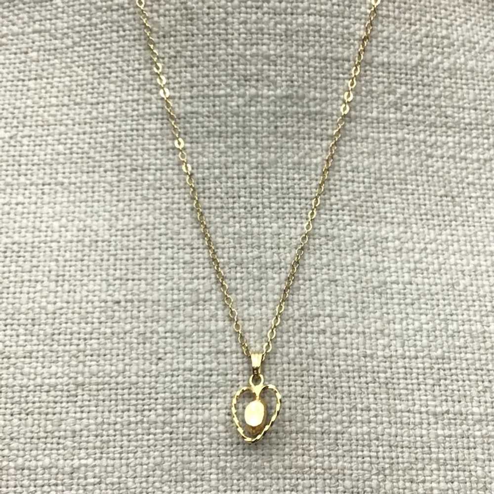 12K Gold Filled Jade Heart Pendant Necklace - image 4