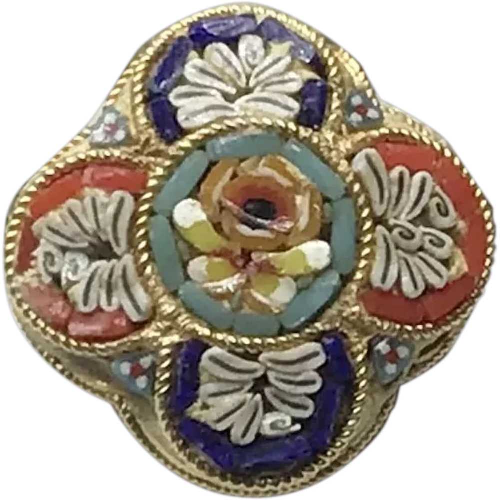 Gold Tone Italian Mosaic Brooch - image 1