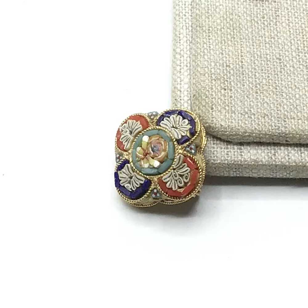 Gold Tone Italian Mosaic Brooch - image 2