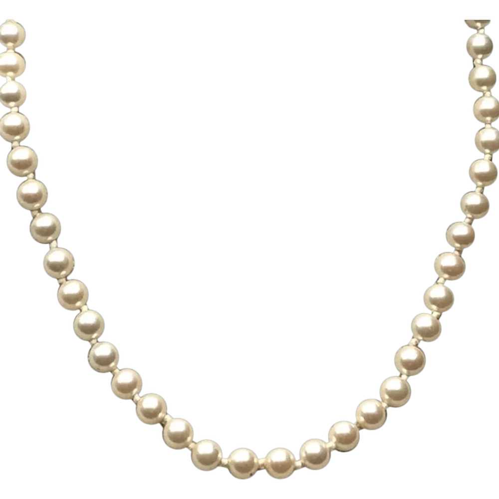 Single Strand Simulated Knotted Pearl Necklace - image 1