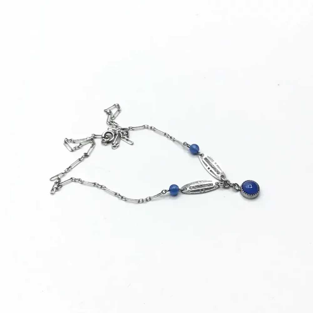 Victorian Sterling Silver Blue Stone Necklace - image 3