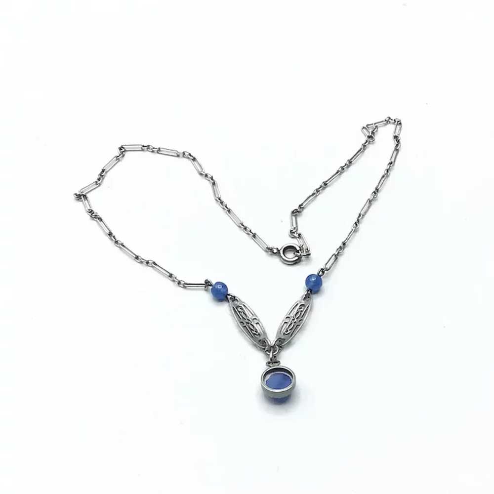 Victorian Sterling Silver Blue Stone Necklace - image 4