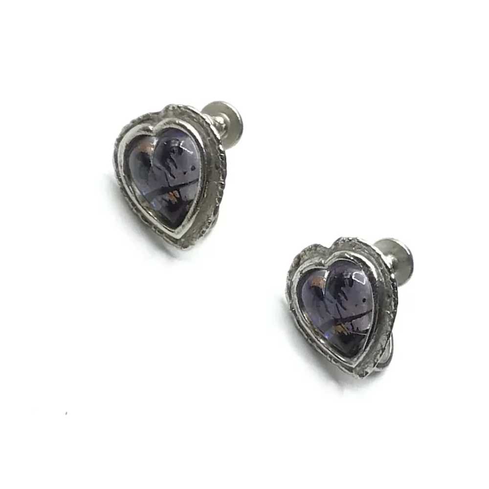 Heart Shaped Morpho Butterfly Wing Earrings - image 3