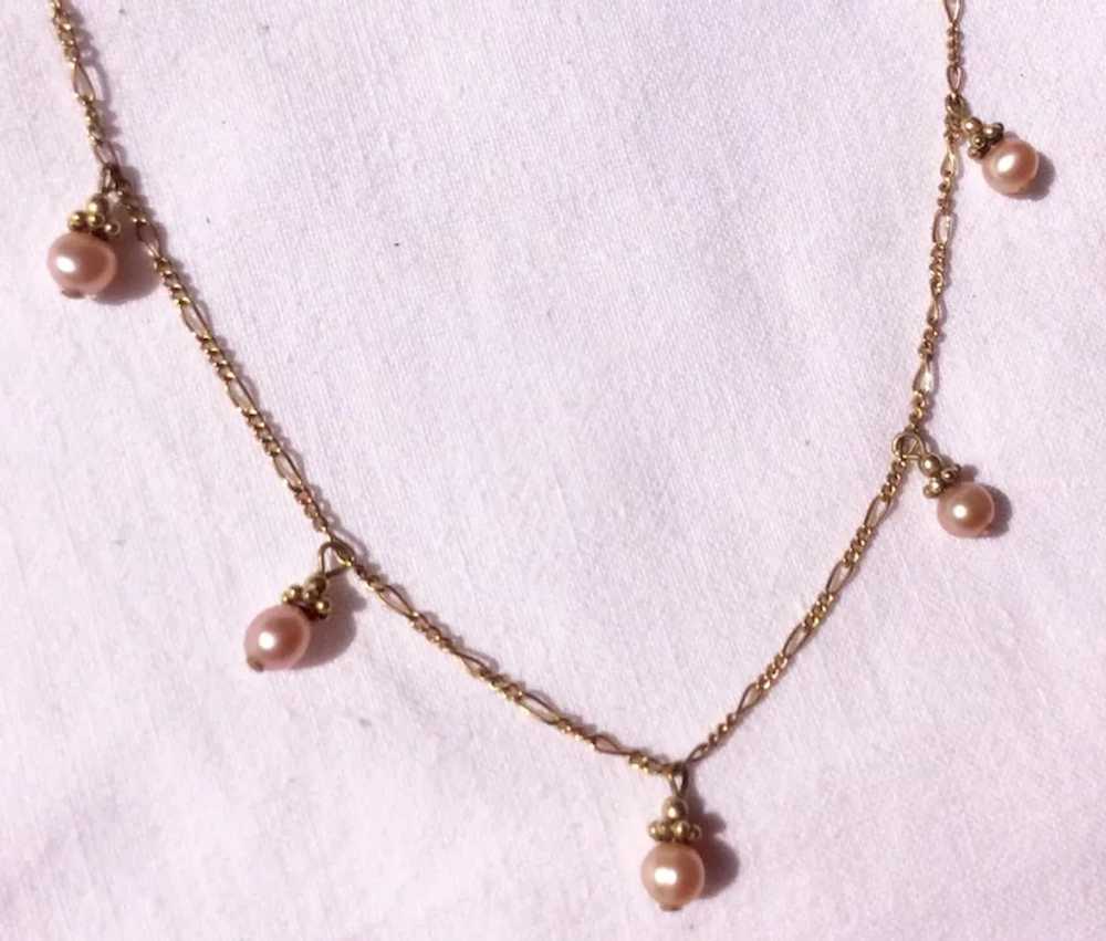 1960's Faux Pearl Gold Filled Necklace - image 3