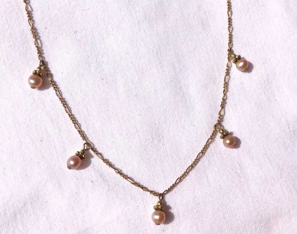 1960's Faux Pearl Gold Filled Necklace - image 4