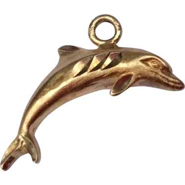 1980'S 10 K Gold Dolphin Charm - image 1
