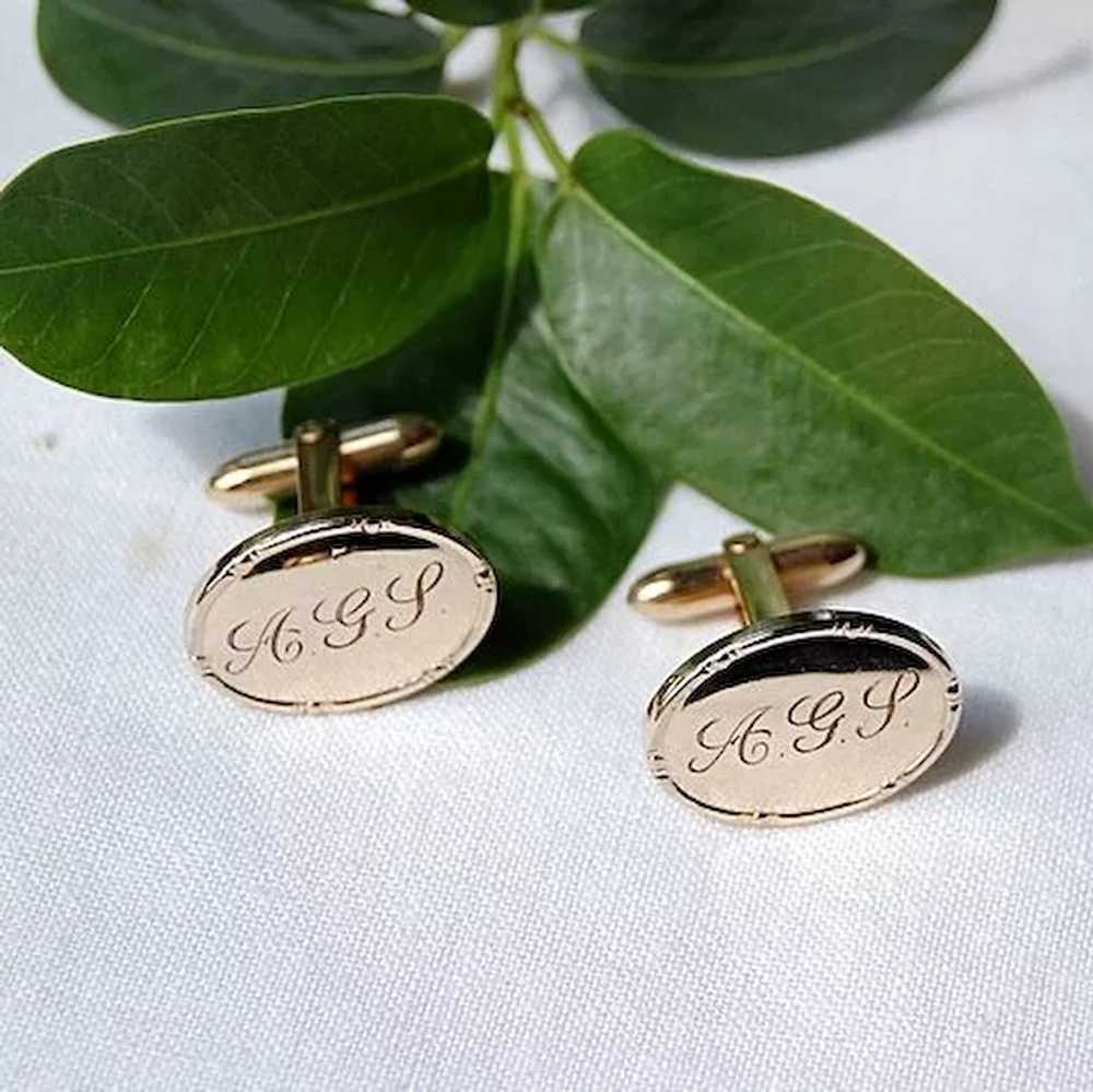 Vintage 14K Gold Filled Cuff Links - image 1