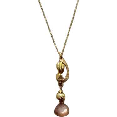 Gold Filled Chocolate Moonstone Pendant Necklace - image 1