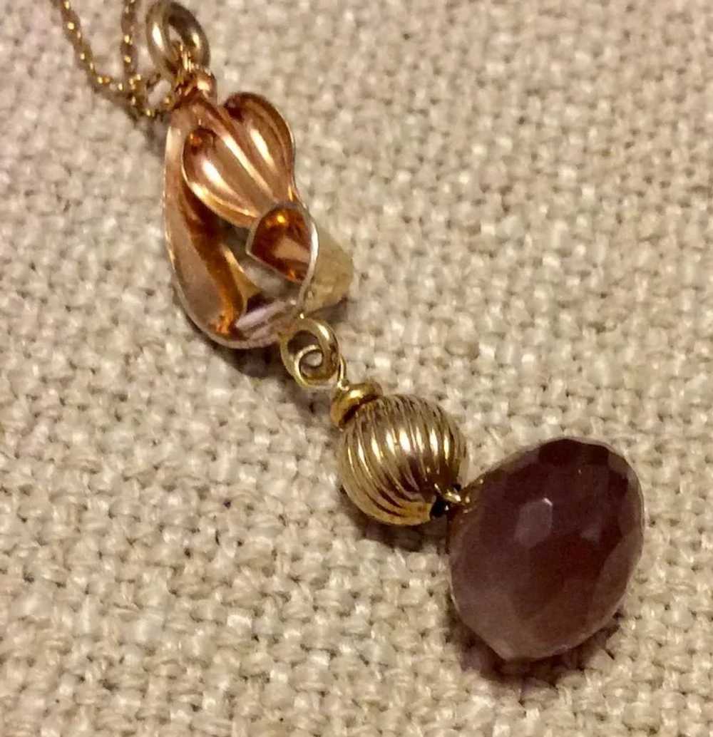 Gold Filled Chocolate Moonstone Pendant Necklace - image 5