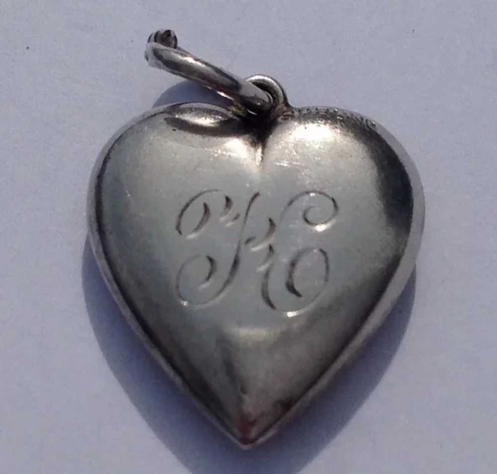 Sterling Puffy Repousse Heart Charm - image 3