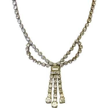 Silver Tone Clear Sparkling Rhinestone Necklace - image 1