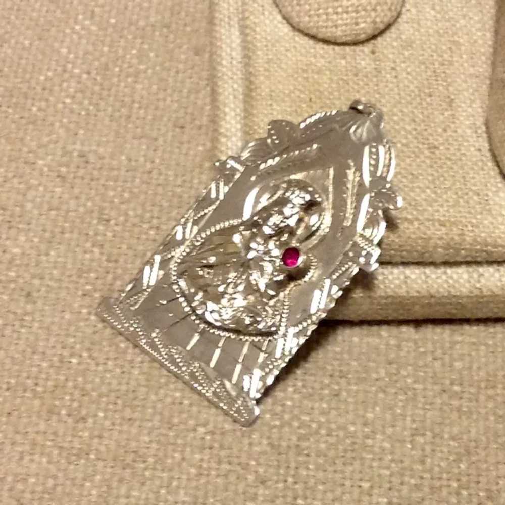Virgin Mary Sterling Silver Ruby Pendant - image 3