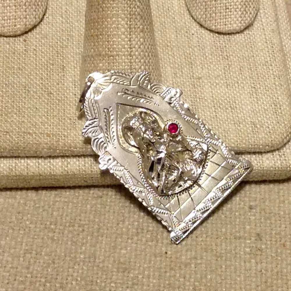 Virgin Mary Sterling Silver Ruby Pendant - image 4
