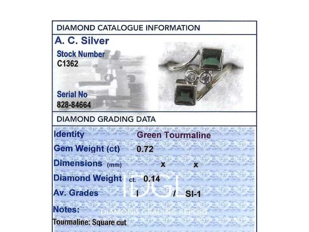 Vintage 1989 0.72ct Tourmaline and 0.14ct Diamond… - image 6